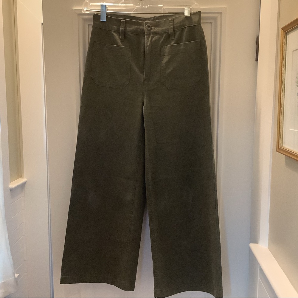 NWT J. Crew Point Sur Washed Wide Leg Crop Sz 24 Olive Green